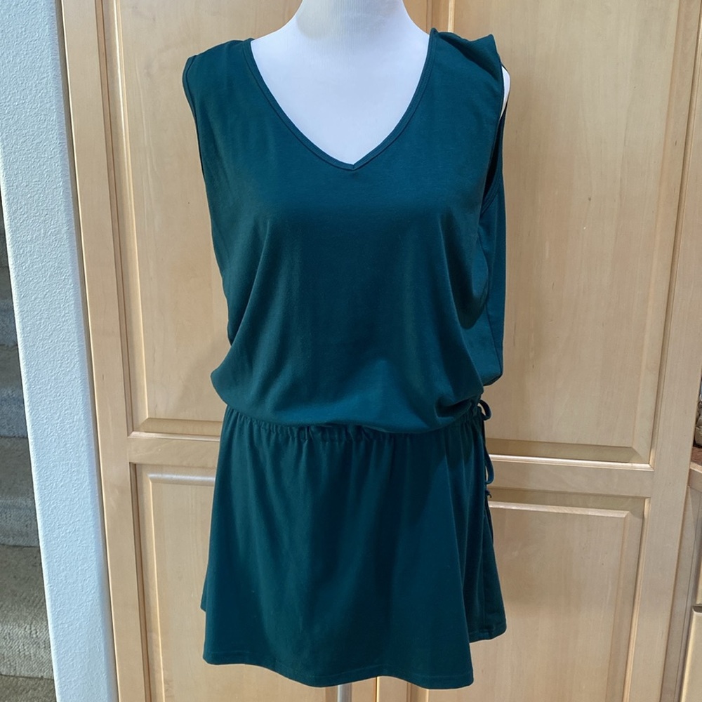 Hount forest green cinched waist dress size large